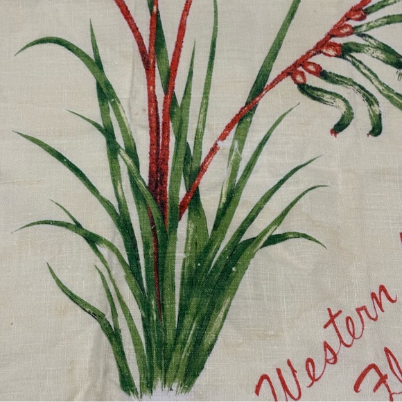 Mangles Kangaroo Paw Linen Cloth Western Australias Floral Emblem 30.5”x 19” - Picture 2 of 11